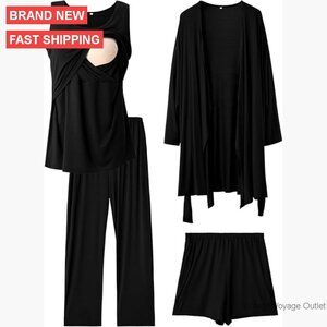 4-Piece Nursing Pajama Set Maternity Postpartum Hospital Labor Delivery